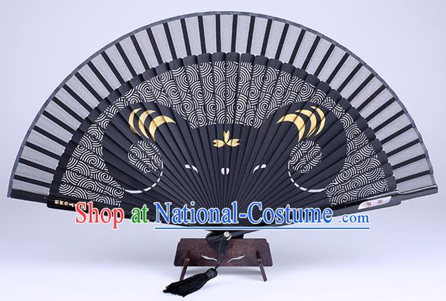 Traditional Chinese Handmade Carving Zodiac Sheep Folding Fan China Bamboo Accordion Fan Oriental Fan