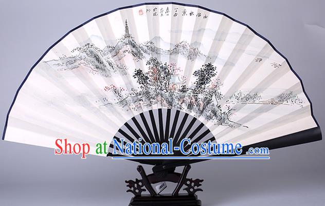 Traditional Chinese Handmade Painting Paper Folding Fan China Wood Accordion Fan Oriental Fan