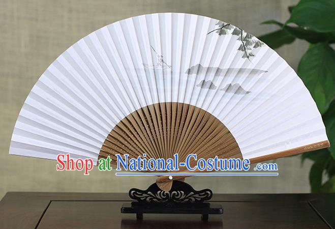 Traditional Chinese Ink Painting Fisherboat Art Paper Fan China Bamboo Accordion Folding Fan Oriental Fan