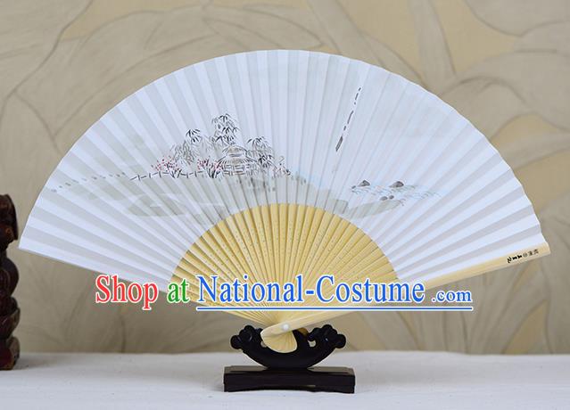 Traditional Chinese Ink Painting Lake Landscape Art Paper Fan China Bamboo Accordion Folding Fan Oriental Fan