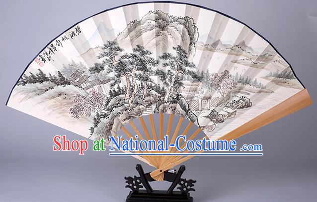 Traditional Chinese Handmade Ink Painting Landscape Paper Folding Fan China Accordion Fan Oriental Fan