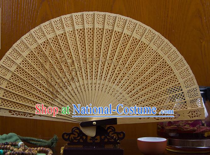 Traditional Chinese Hand Painting Orchid Sandalwood Fan China Accordion Folding Fan Oriental Fan