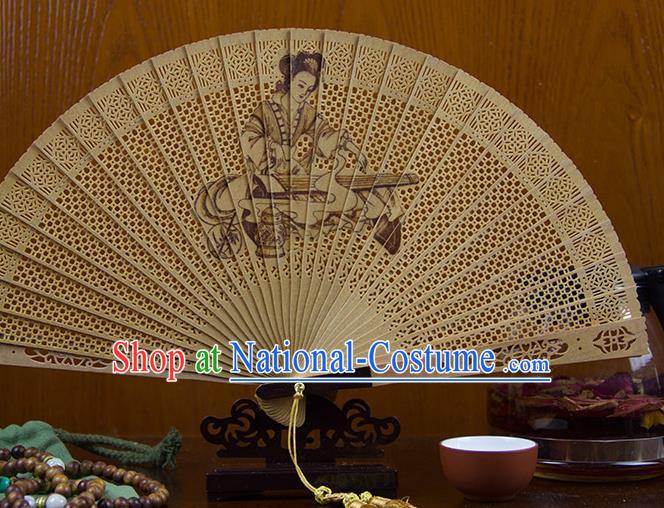 Traditional Chinese Hand Painting Goddess Sandalwood Fan China Accordion Folding Fan Oriental Fan