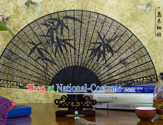 Traditional Chinese Hand Painting Bamboo Ebony Fan China Accordion Folding Fan Oriental Fan