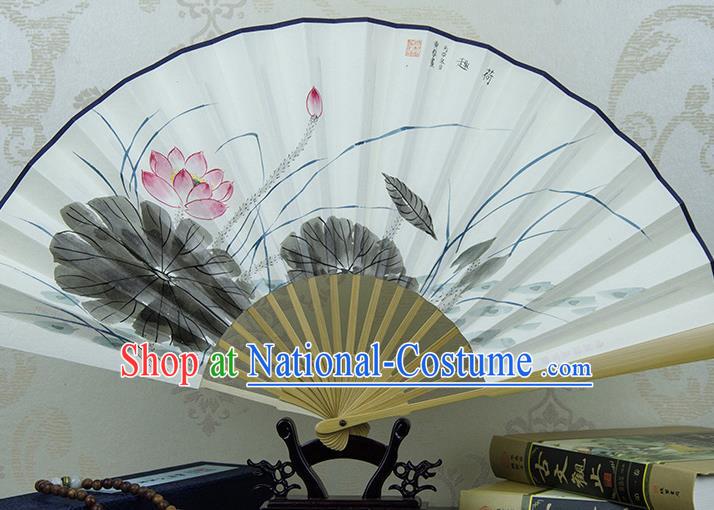 Traditional Chinese Hand Painting Lotus Paper Fan China Accordion Folding Fan Oriental Fan