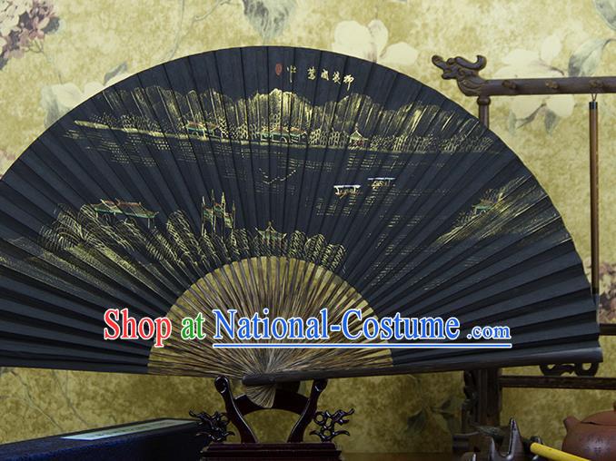 Traditional Chinese Hand Painting Spring View Mulberry Paper Fan China Accordion Folding Fan Oriental Fan