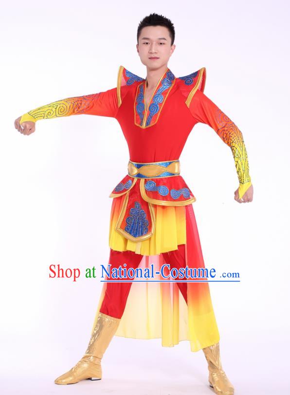 Chinese Traditional Male Drum Dance Clothing China Folk Dance Stage Performance Costume for Men