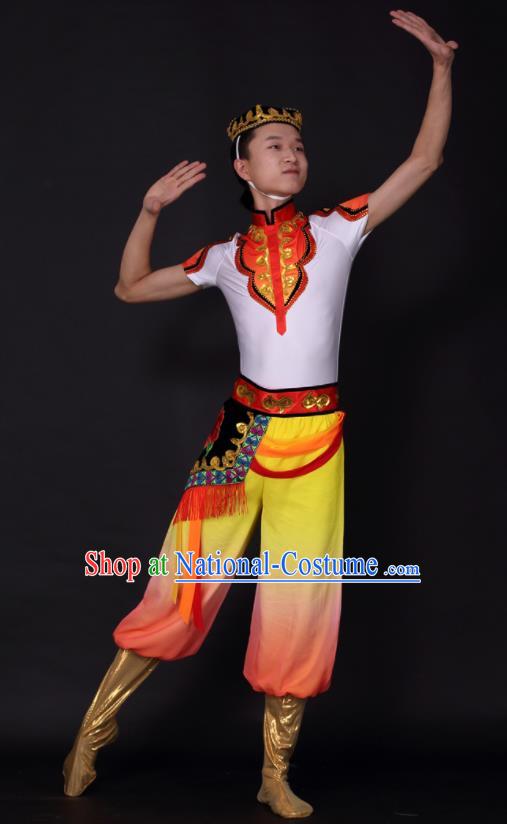 Chinese Traditional Xinjiang Uygur Dance Clothing China Uyghur Nationality Stage Performance Costume for Men