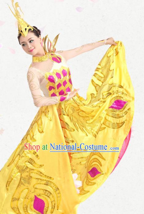 Professional Modern Dance Golden Dress Opening Dance Stage Performance Costume for Women