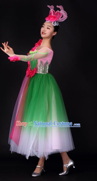 Chinese Traditional Modern Dance Pink Dress Opening Dance Stage Performance Costume for Women