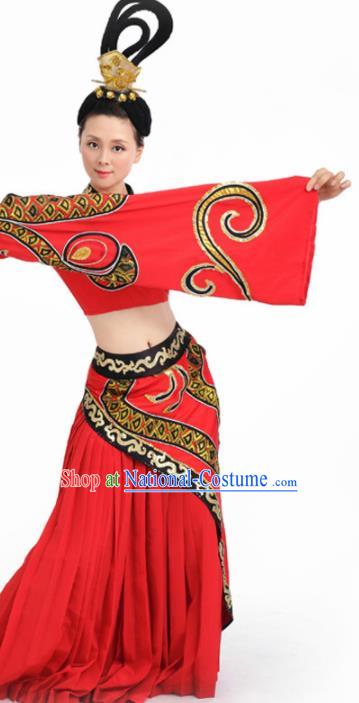 Chinese Fan Dance Umbrella Dance Red Dress Traditional Classical Dance Stage Performance Costume for Women