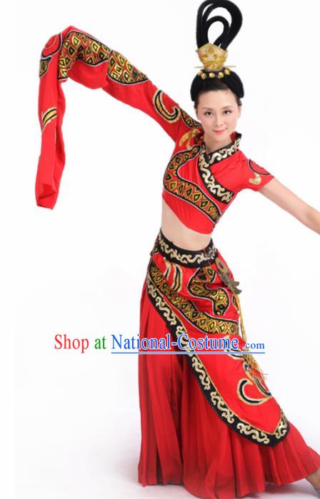 Chinese Fan Dance Umbrella Dance Red Dress Traditional Classical Dance Stage Performance Costume for Women