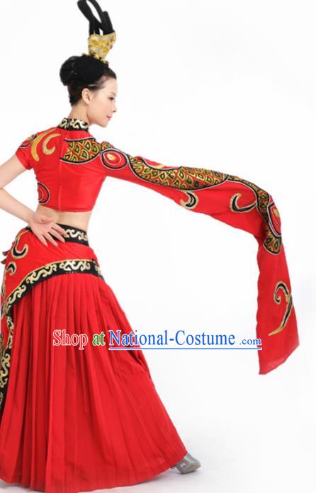 Chinese Fan Dance Umbrella Dance Red Dress Traditional Classical Dance Stage Performance Costume for Women