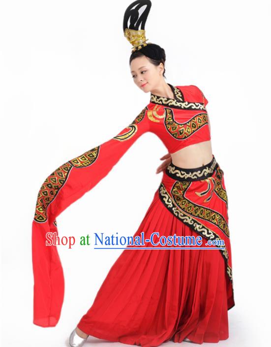 Chinese Fan Dance Umbrella Dance Red Dress Traditional Classical Dance Stage Performance Costume for Women