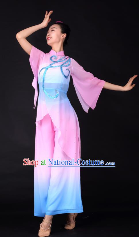 Chinese Classical Dance Fan Dance Pink Clothing Traditional Stage Performance Costume for Women