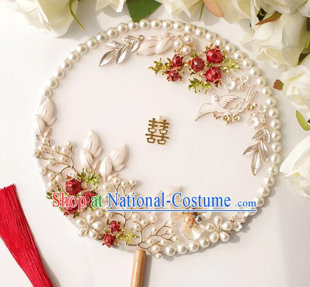 Chinese Traditional Hanfu Palace Fans Classical Wedding Round Fan for Women