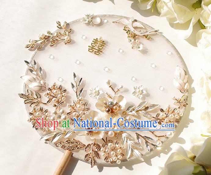 Chinese Traditional Hanfu Shell Palace Fans Classical Wedding Round Fan for Women