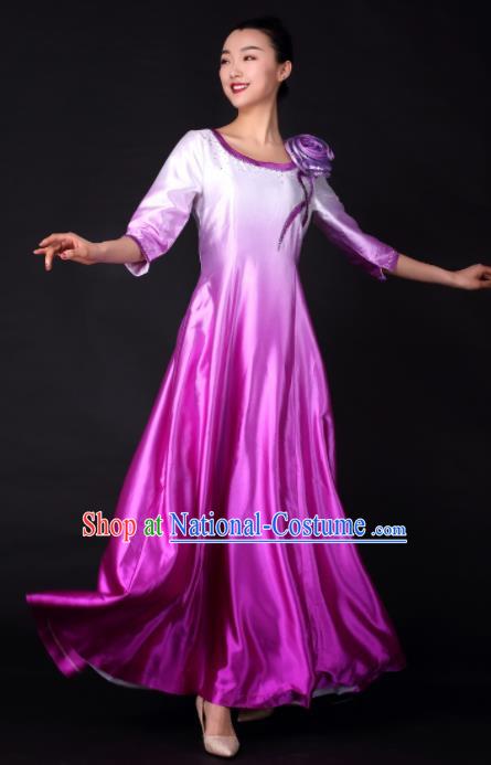 Professional Chorus Modern Dance Purple Dress Opening Dance Stage Performance Costume for Women