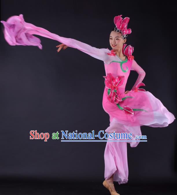 Chinese Classical Dance Water Sleeve Dance Pink Dress Traditional Stage Performance Costume for Women