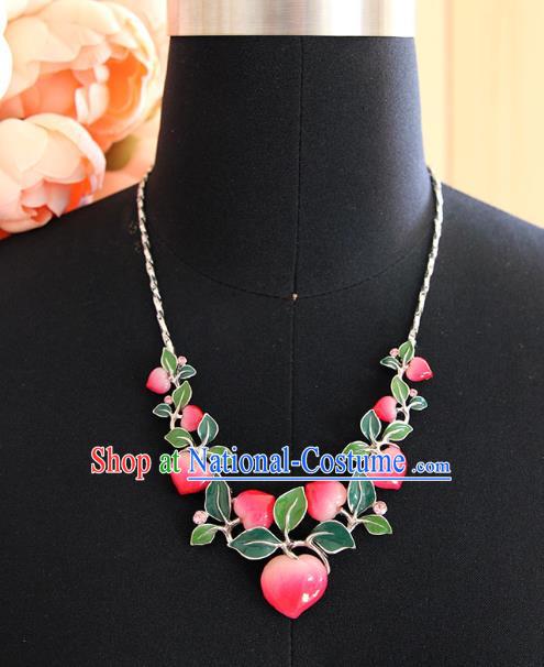 Chinese Traditional Hanfu Flat Peach Necklace Accessories Ancient Goddess Necklet for Women