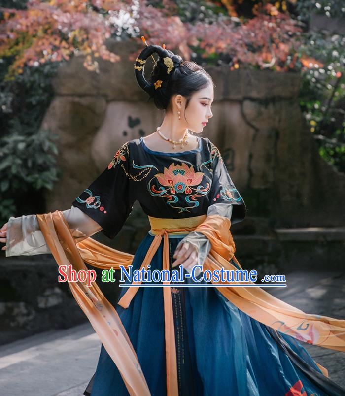 Chinese Traditional Tang Dynasty Court Maid Historical Costume Ancient Flying Apsaras Hanfu Dress for Women