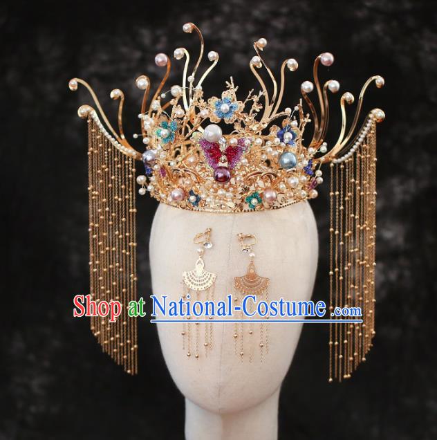 Chinese Traditional Wedding Purple Butterfly Phoenix Coronet Hair Accessories for Women