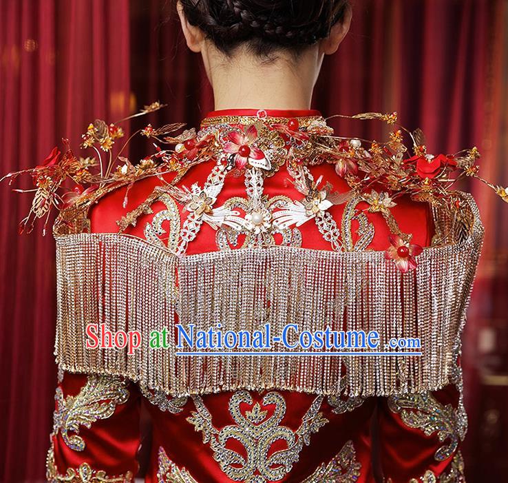 Chinese Ancient Wedding Shoulder Accessories Traditional Bride Xiuhe Suits Tippet for Women