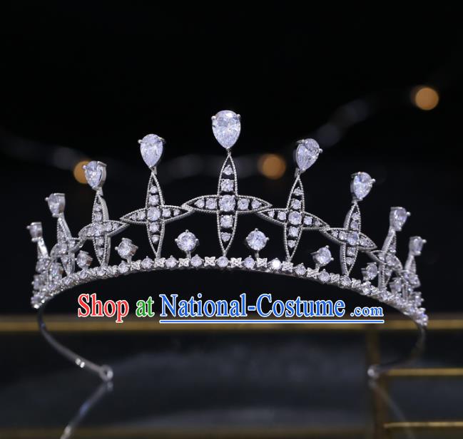 Top Grade Baroque Princess Zircon Royal Crown Wedding Bride Hair Accessories for Women