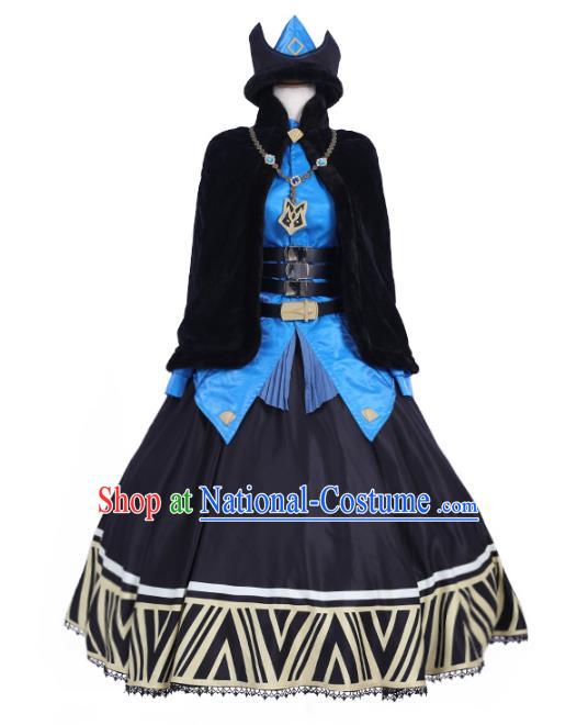 Halloween Cosplay Queen Black Costume Evil Witch Dress for Women