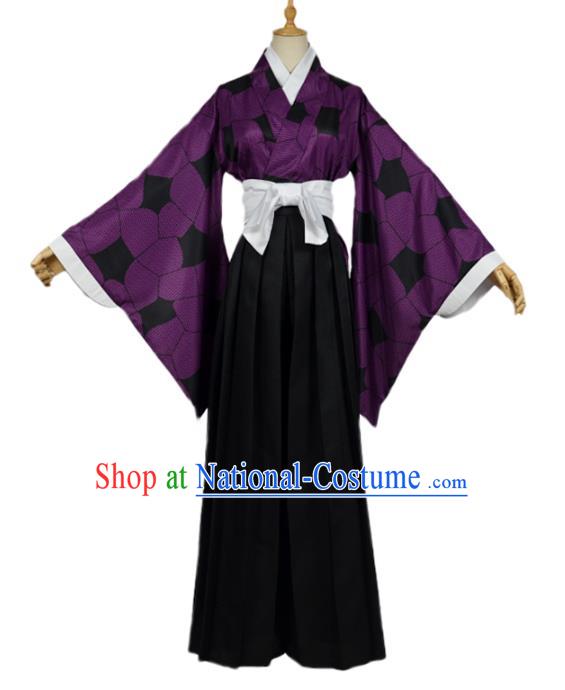 Halloween Cosplay Samurai Costume Swordsman Purple Dress for Women