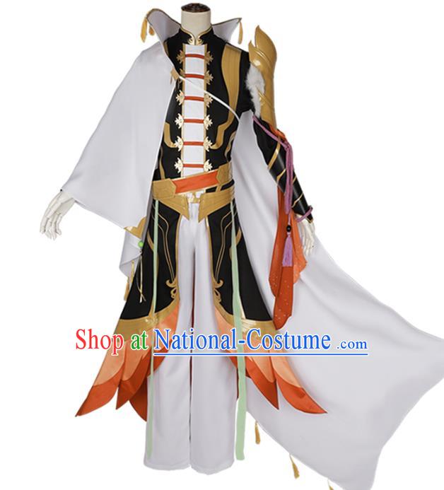 Traditional Chinese Cosplay General White Costume Ancient Swordsman Hanfu Clothing for Men