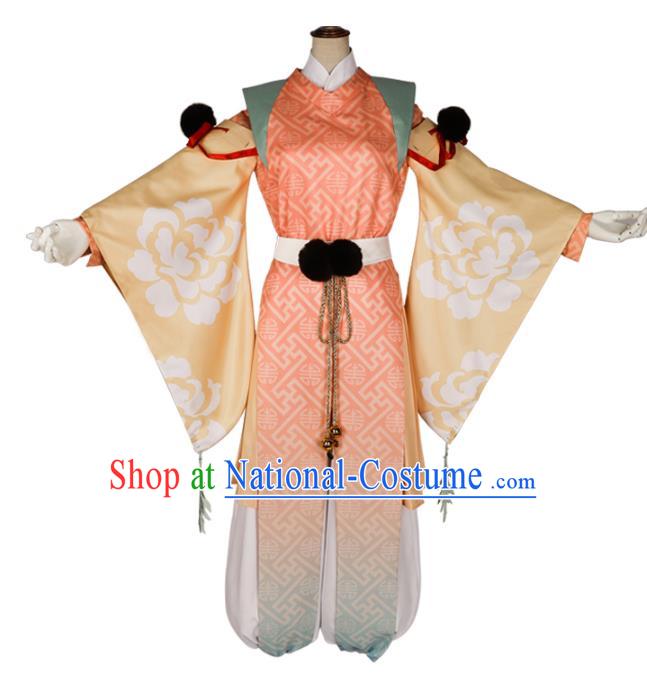 Halloween Japanese Cosplay Samurai Costume Japan Swordsman Pink Dress for Women