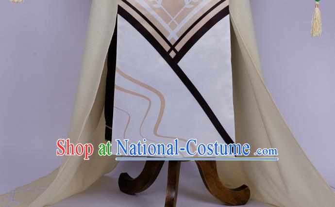 Traditional Chinese Cosplay Prince Beige Costume Ancient Swordsman Hanfu Clothing for Men