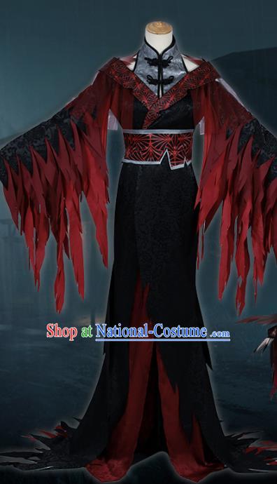 Traditional Chinese Cosplay Queen Black Dress Costume Ancient Female Swordsman Hanfu Costume for Women