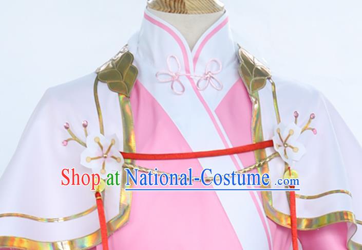 Traditional Chinese Ming Dynasty Pink Costume Ancient Female Swordsman Hanfu Dress for Women