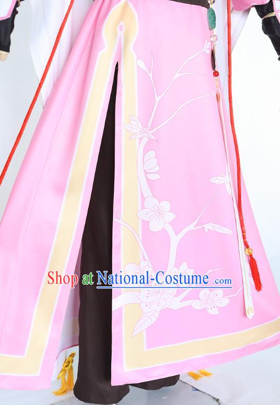 Traditional Chinese Ming Dynasty Pink Costume Ancient Female Swordsman Hanfu Dress for Women