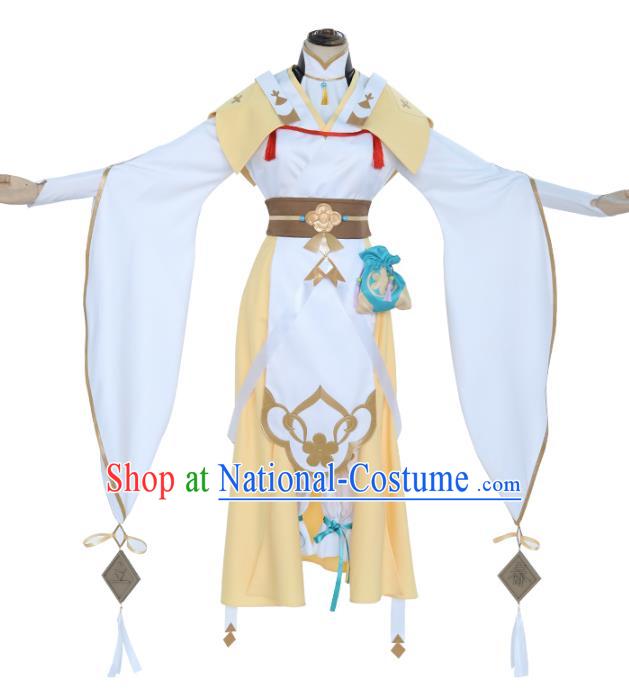 Traditional Chinese Cosplay Knight White Costume Ancient Female Swordsman Hanfu Dress for Women