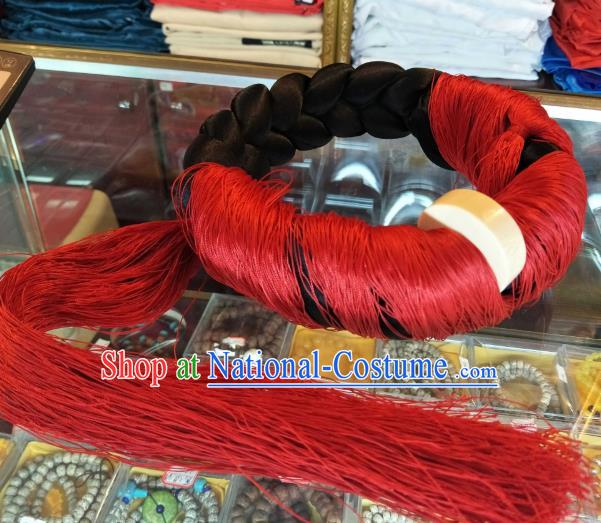 Handmade Chinese Zang Nationality Red Tassel Hat Traditional Tibetan Ethnic Hair Accessories for Women