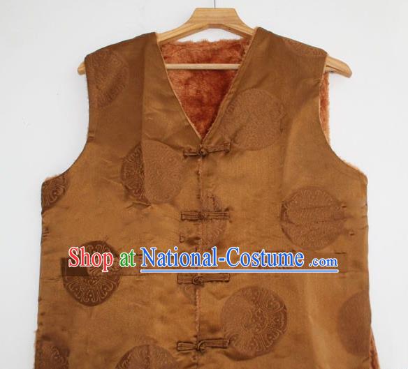 Chinese Tibetan Buddhism Woolen Vest Traditional Monk Waistcoat Upper Outer Garment for Men