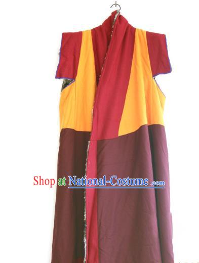 Chinese Tibetan Buddhism Winter Long Vest Traditional Monk Cape for Men