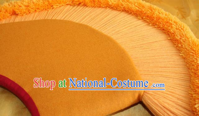 Handmade Chinese Tibetan Buddhism Yellow Hat Traditional Zang Nationality Monk Cockscomb Hat for Men