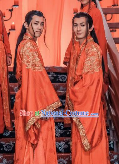 Chinese Ancient Bridegroom Historical Drama Love is More Than A Word Wedding Costume and Headpiece for Men