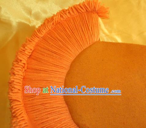 Handmade Chinese Tibetan Buddhism Orange Cockscomb Hat Traditional Zang Nationality Monk Hat for Men