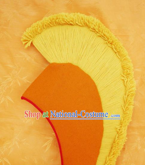 Handmade Chinese Tibetan Buddhism Yellow Woolen Yarn Cockscomb Hat Traditional Zang Nationality Monk Hat for Men