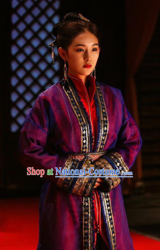 Drama Devastating Beauty Chinese Ancient Noble Mistress Han Lu Costume and Headpiece for Women