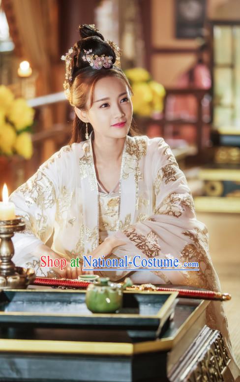 Chinese Historical Television Bloody Romance Ancient Female Swordsman Wan Mei Dress and Headpiece for Women