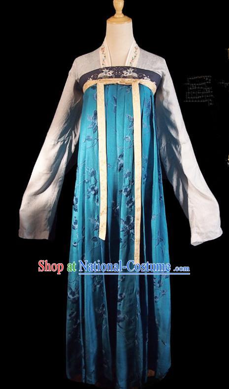 Historical Drama Royal Nirvana Chinese Ancient Princess Costume Song Dynasty Blue Hanfu Dress for Women