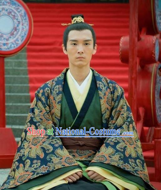 Chinese Ancient Royal Prince Qi Sheng Clothing Historical Drama Go Princess Go Costume and Headpiece for Men