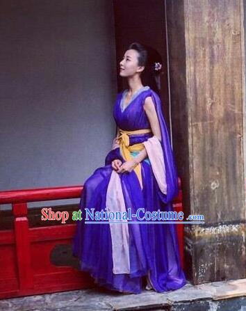 Chinese Ancient Imperial Consort Purple Hanfu Dress Drama Go Princess Go Costume and Headpiece for Women