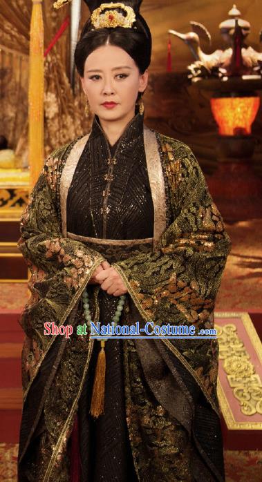 Chinese Ancient Empress Dowager Hanfu Dress Drama Legend of Yun Xi Costume and Headpiece for Women